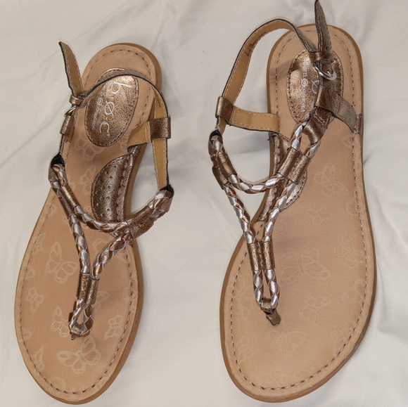 BOC NWOT Gold Tone Braided T-Strap Gladiator Sandal size 7 - Picture 3 of 11